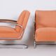 Ensemble de chaises à bras en chrome tubulaire Bauhaus attribuées à Mücke Melder, années 1930.