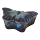 Vintage blue enameled ceramic butterfly box signed alpho