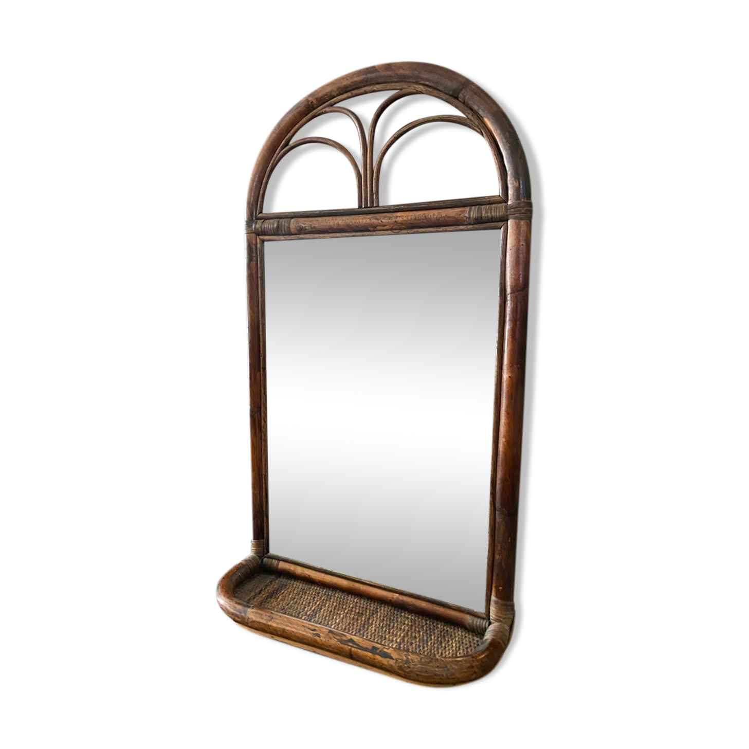 Miroir en rotin vintage