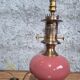 Neo-Victorian table lamp with pink opaline glass and brass – Vintage 1970s