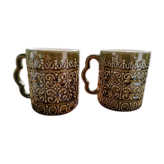 Large khaki cups with Portuguese ceramic relief