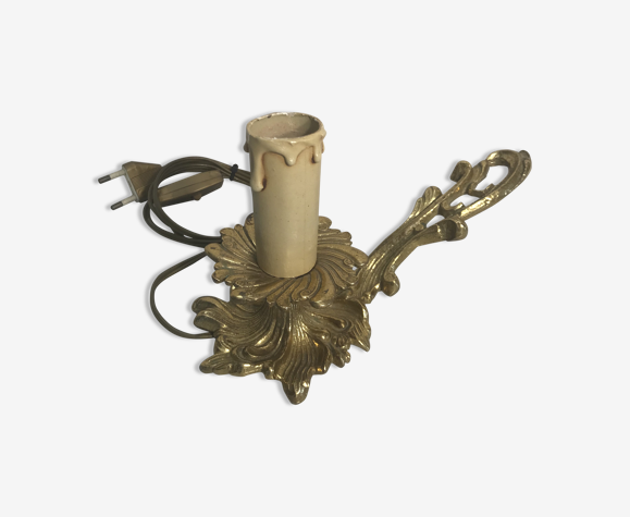 Lampe de table dans le style d'un bougeoir ancien électrifié et en bronze  doré | Selency