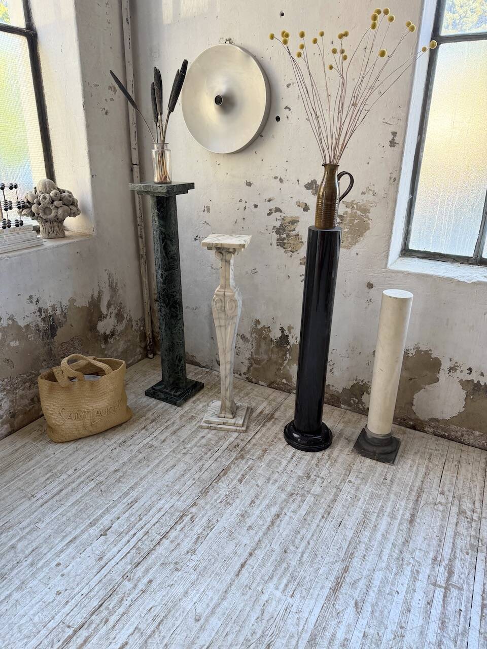 Set of 4 marble columns or pedestals.