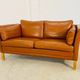 Vintage retro danish mogens hansen 2 person cognac leather sofa
