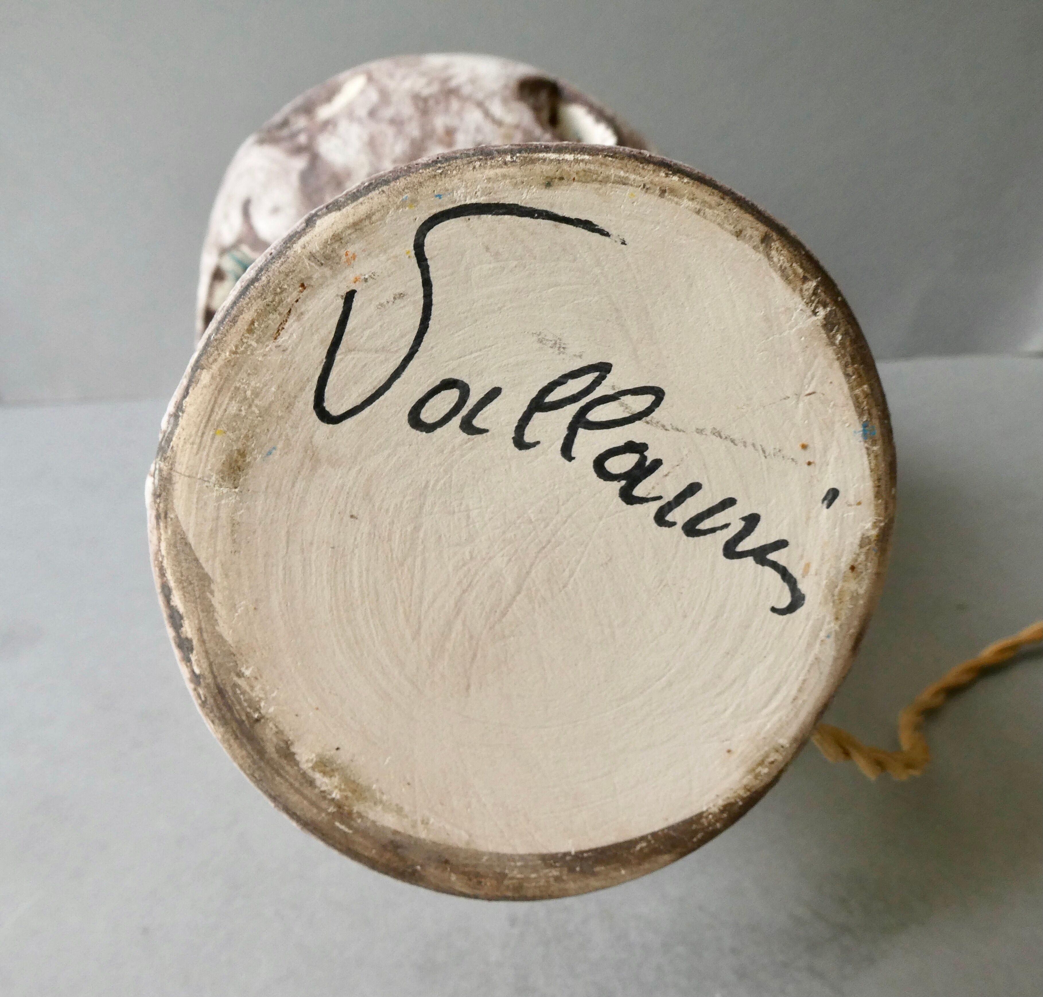 Openwork ceramic lamp from Vallauris, 70s