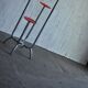 Support for plants, chrome Bauhaus with red plastic trays, 1940s, Czech Republic.