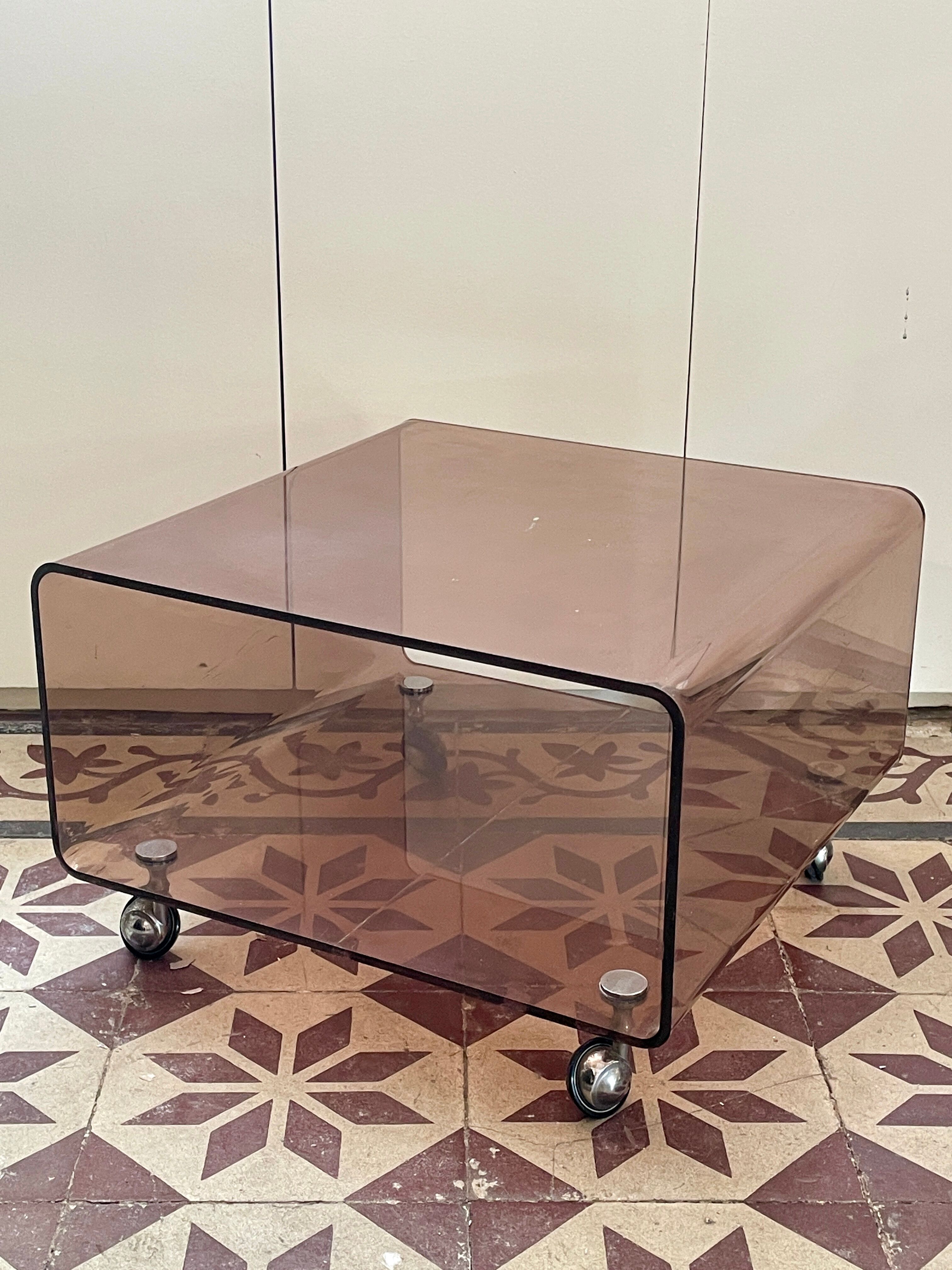 smoked plexi coffee table