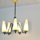 Dutch suspension lamp in wood steel and opaline glass