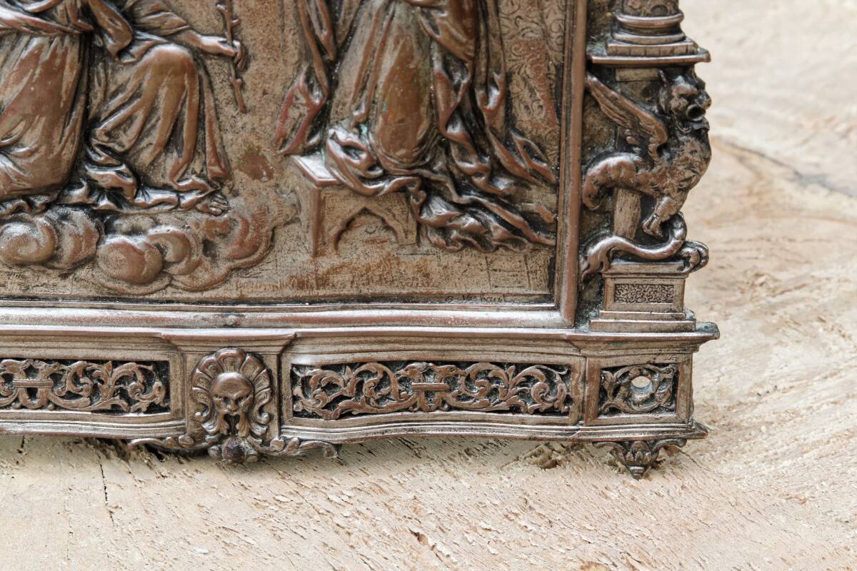 Copper plaque, Annunciation, signed Edouard Thiébaut