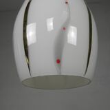 Vintage hanging lamp with glass shade, 1950s