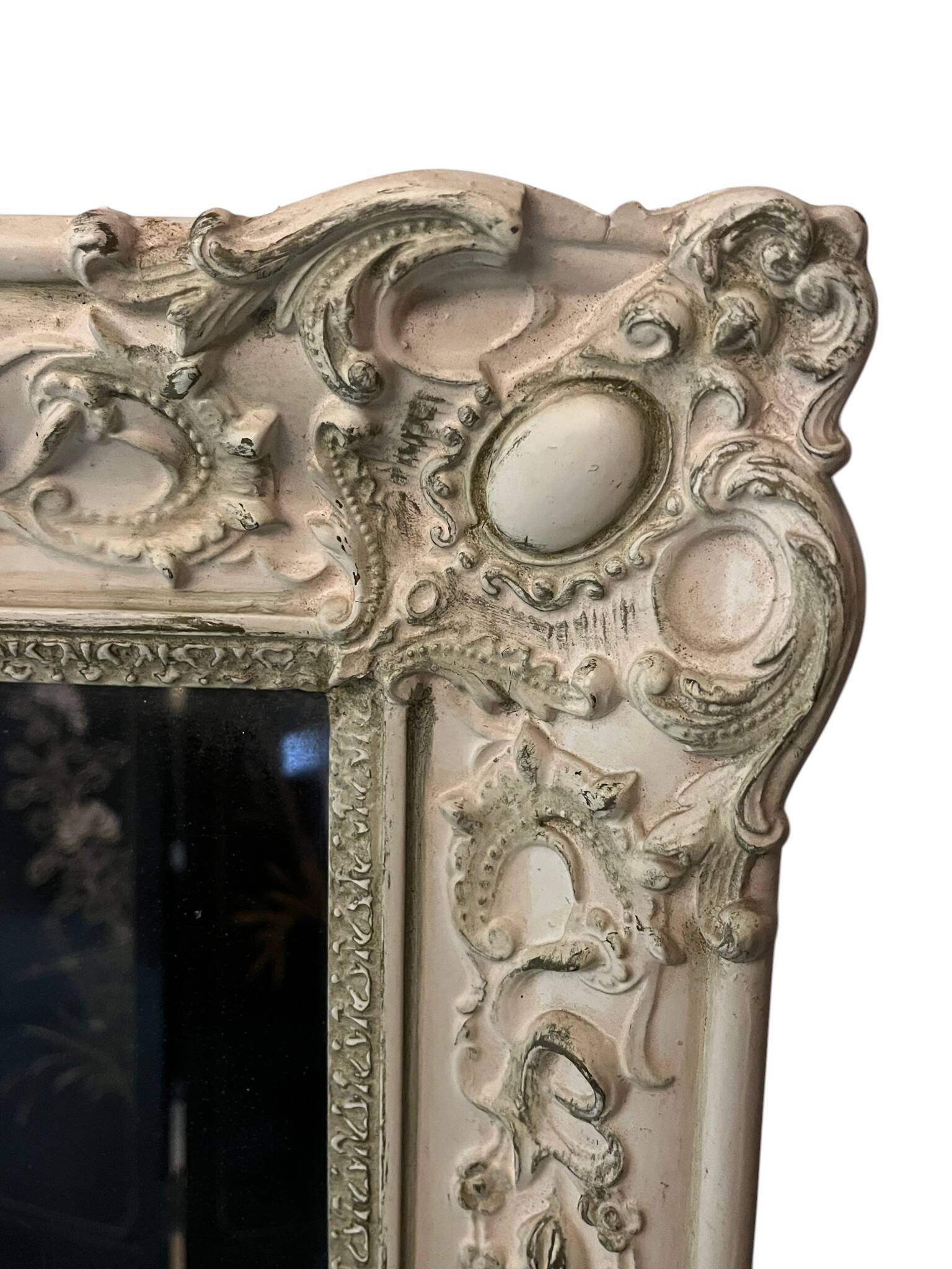 Large patinated wooden wall mirror Restoration 19th century