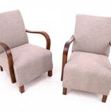 A pair of Art Deco armchairs designed by J. Halabala from the 1930s, Czechoslovakia. After renovation.