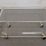 Plexiglas coffee table with wheels from the 70s/80s David Lange