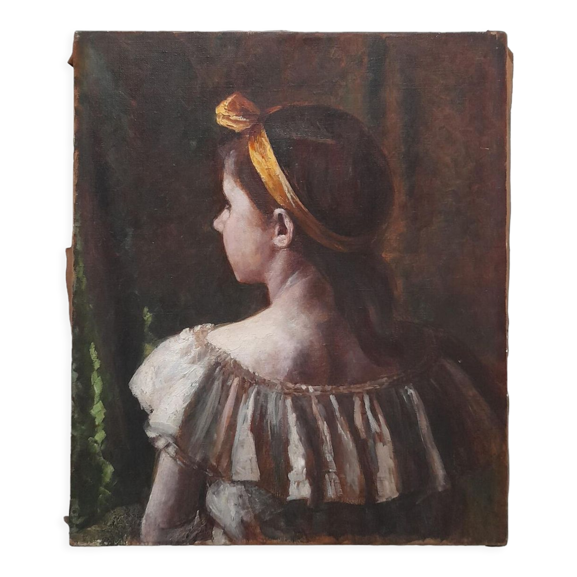Oil on canvas portrait young girl