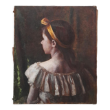 Huile sur toile portrait jeune fille