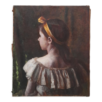Huile sur toile portrait jeune fille