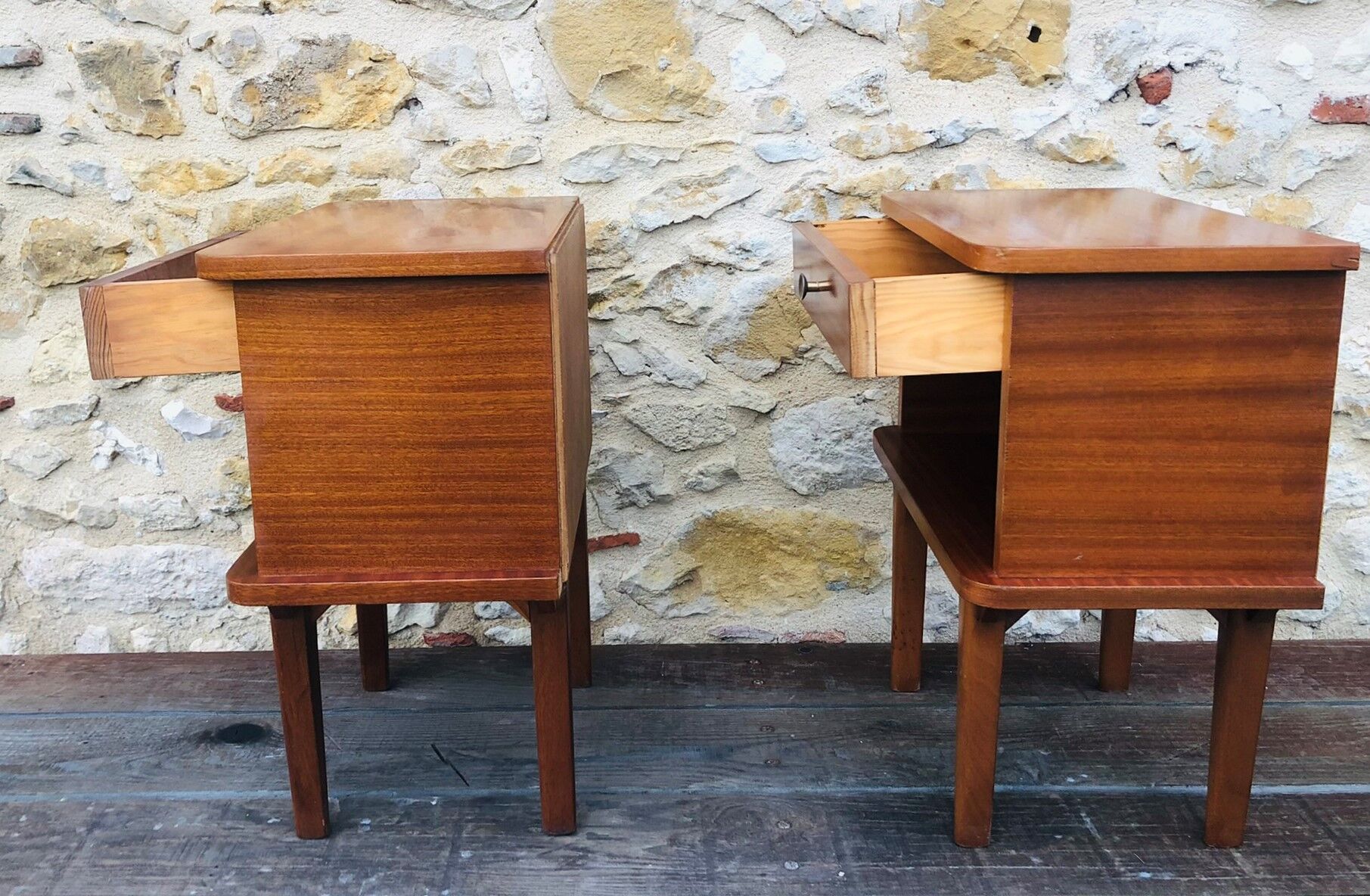 Pair of vintage bedside tables, Scandinavian style 60s