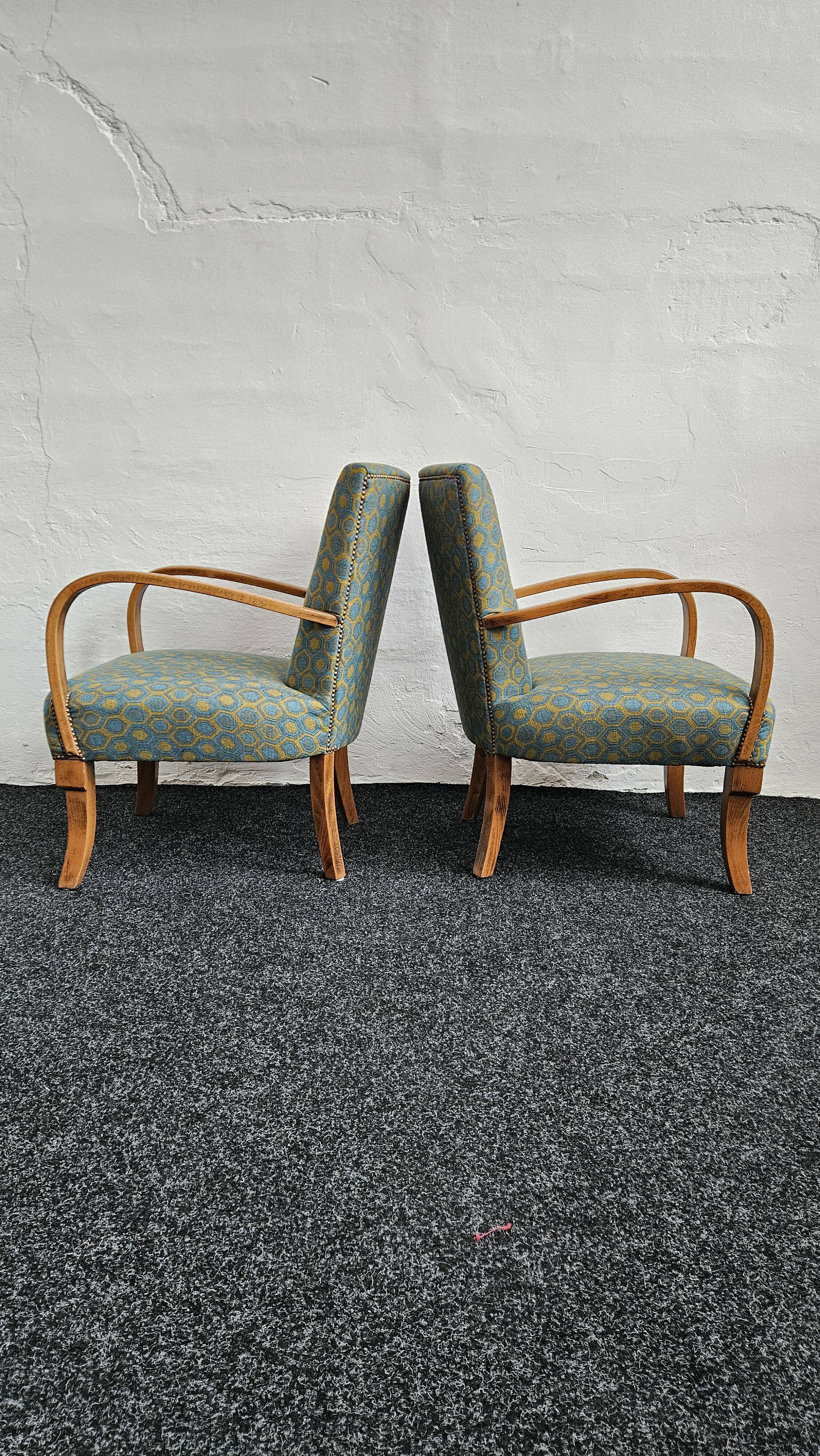 Fauteuils Art Déco et table Spider par Jindrich Halabala, 1940
