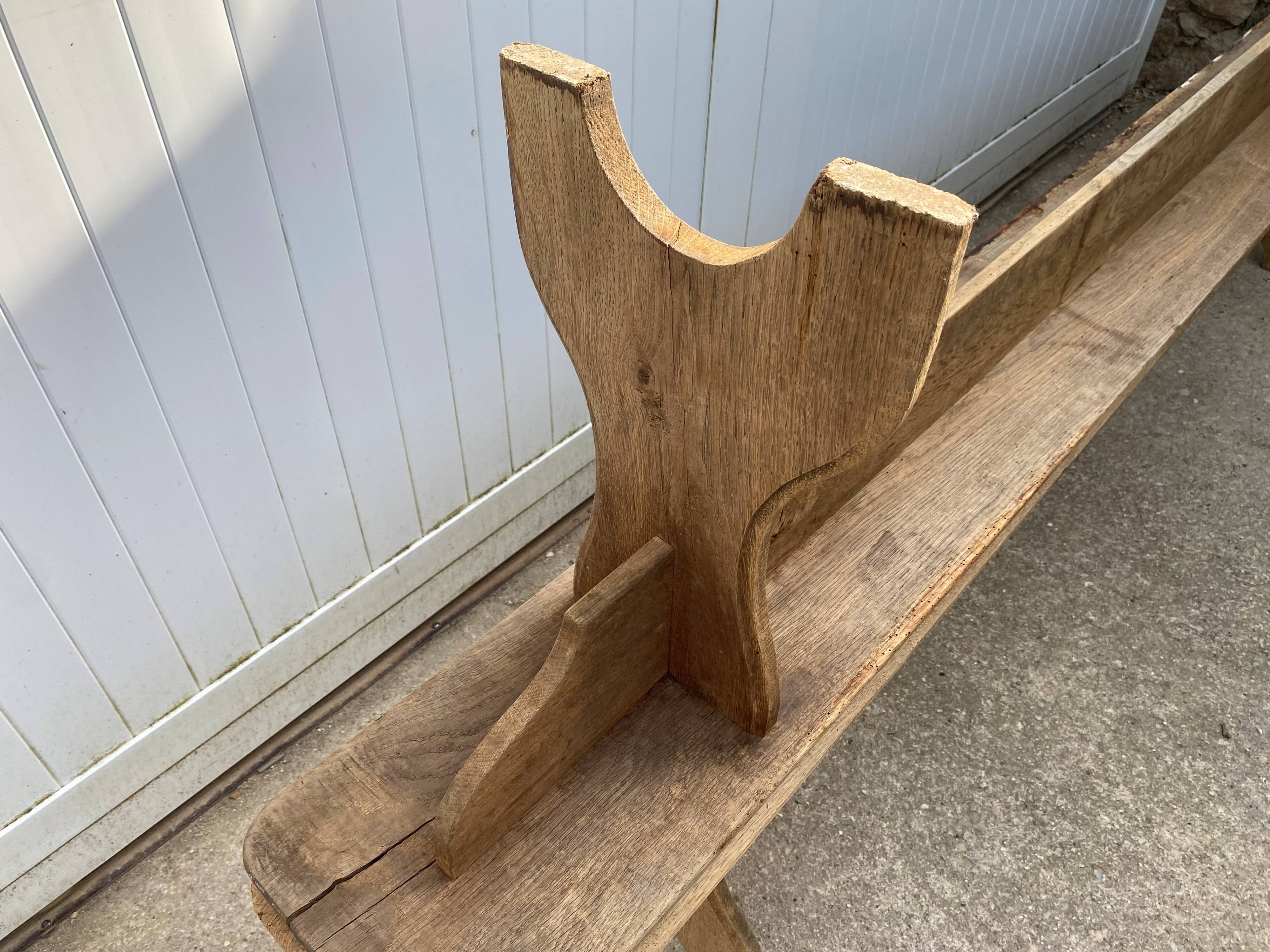 Pair of solid oak wood farmhouse benches 250cm rustic 1900