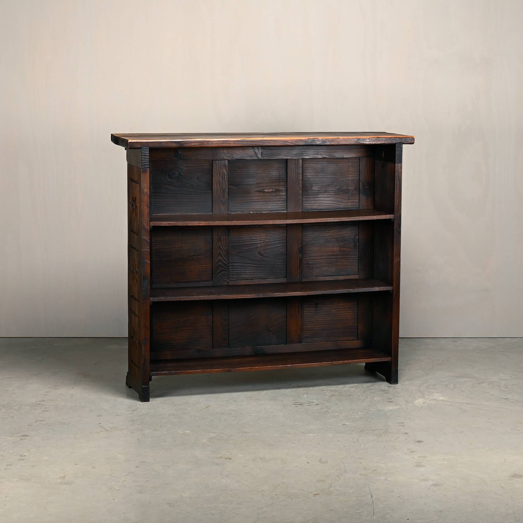 Spanish Rustic Brutalist Dry Bar Counter with matching Barstools