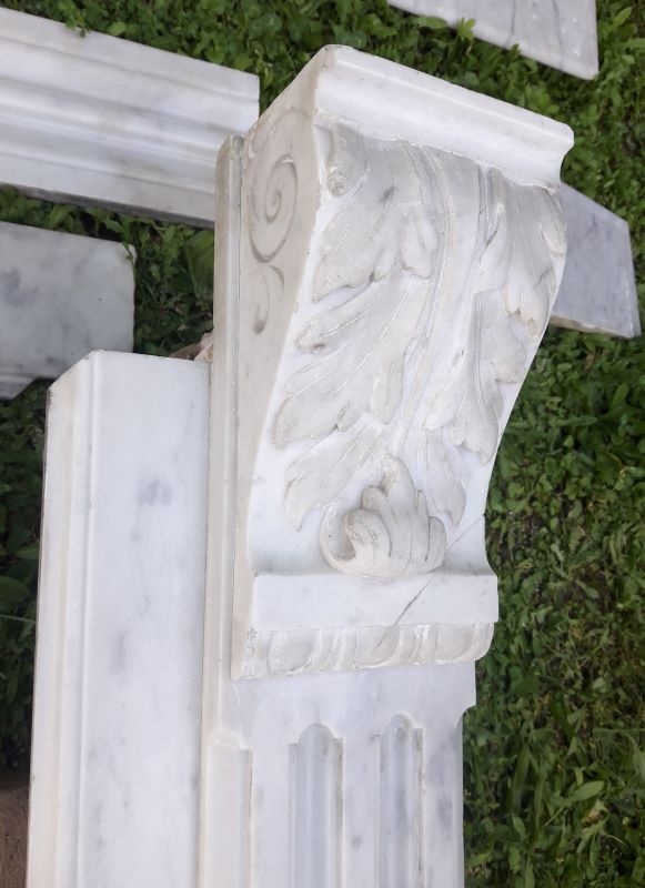 Old fireplace XIX° white marble