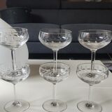 Lot of 6 x Champagne Coupes/Verreries Doyen. Art Deco. In half crystal.