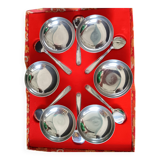 6 coupes à glace et cuillères en acier inoxydable, français, bol inox