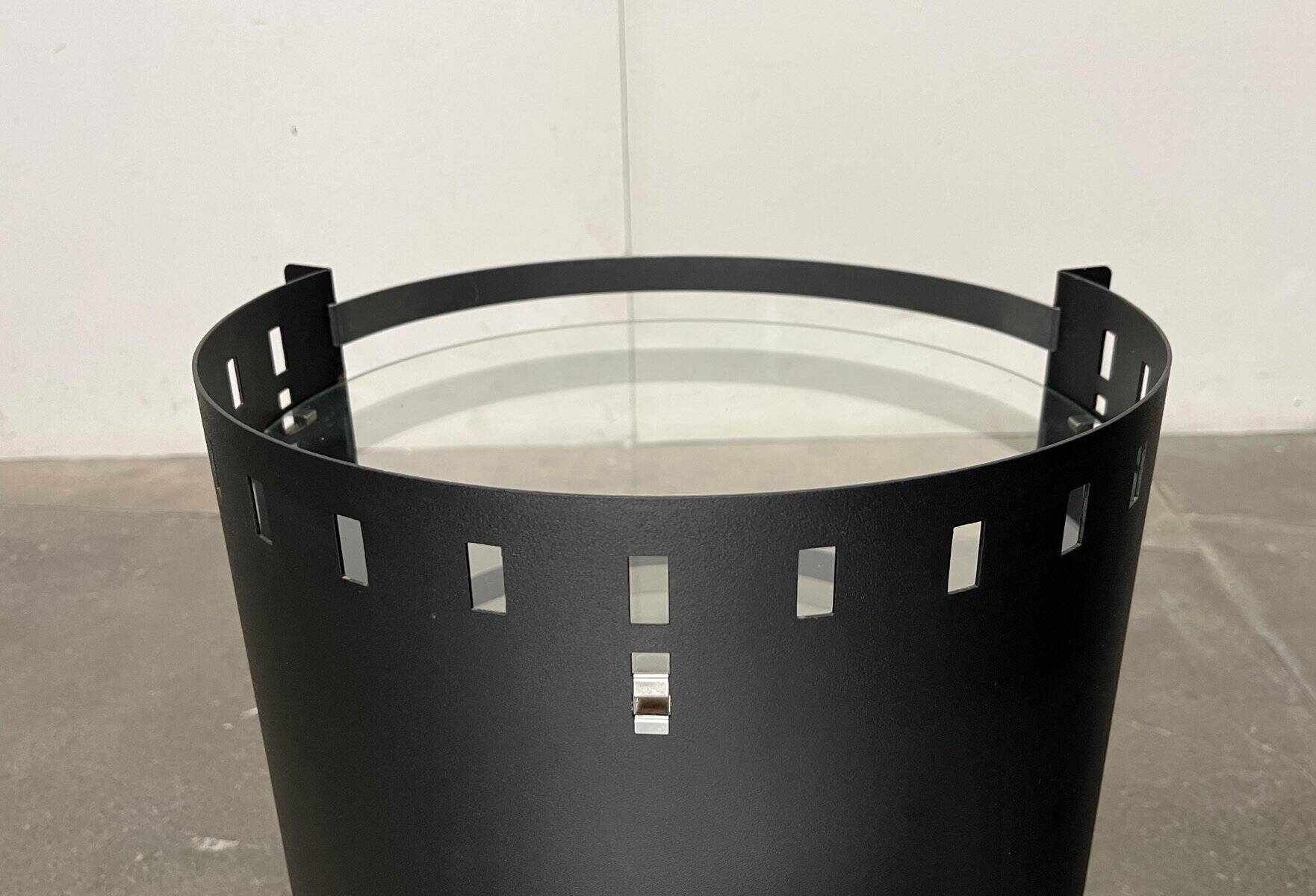 Postmodern German side tables in rolling metal and glass by D-Tec, 1980s, set of 2.