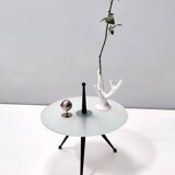 Tripod Beech and Glass Side Table, Italy, 1980s