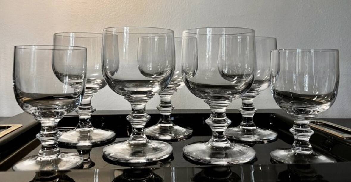 Large crystal beer or dessert glasses, 2 heights