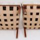 Pair of vintage wooden chairs jacquard beige