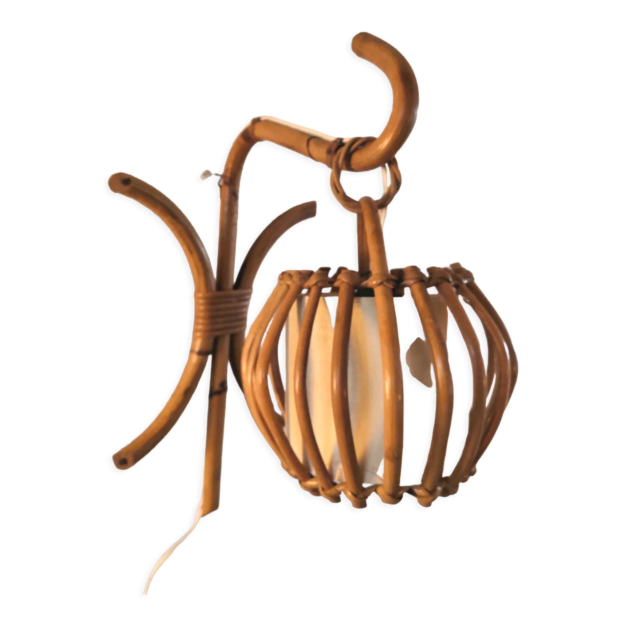 Applique en rotin et bambou années 50