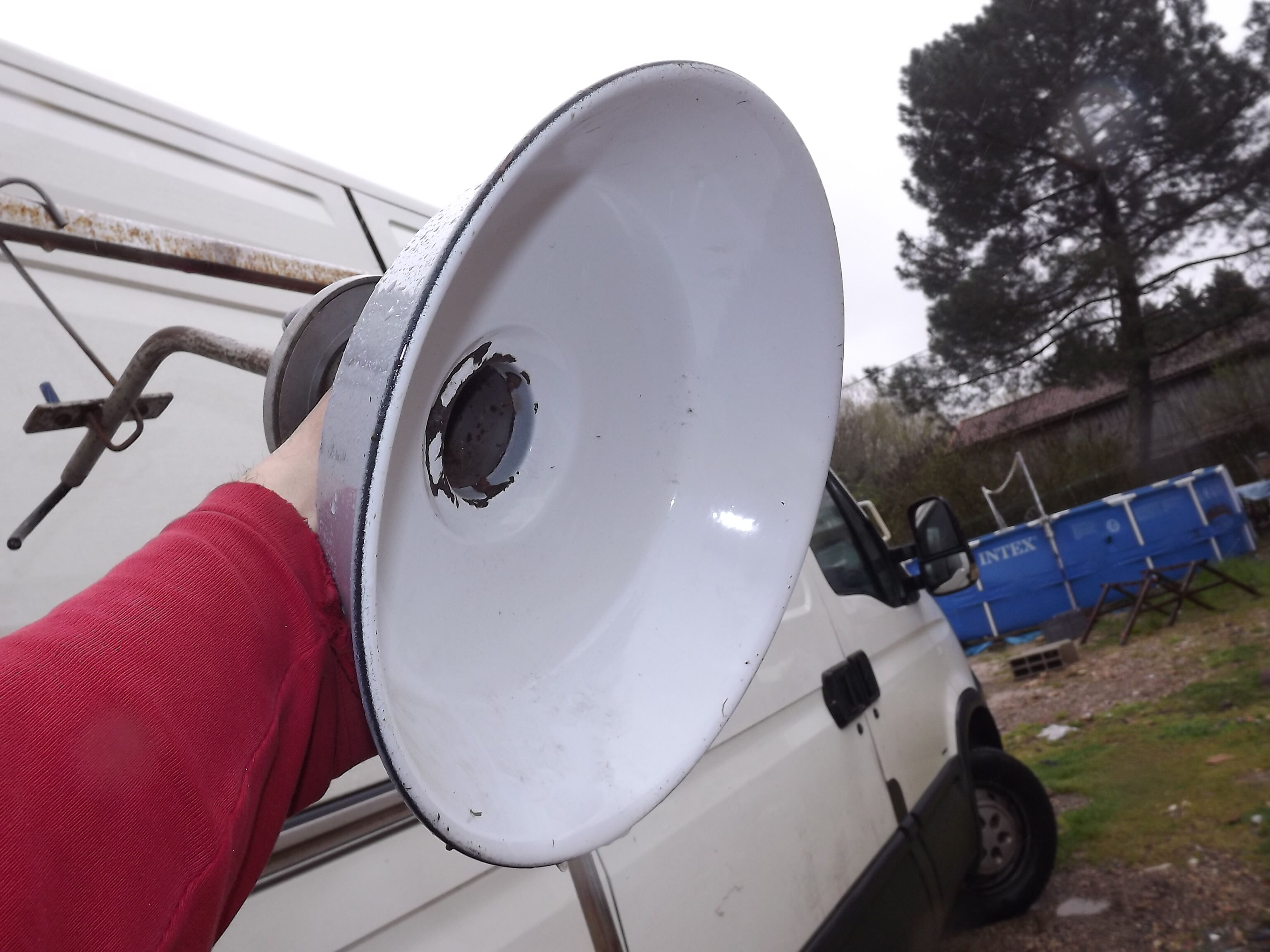 Industrial lamp in gray enameled Tole