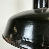 Industrial Black Enamel Factory Pendant Lamp with Iron Top, 1950s