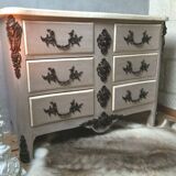Curved chest of drawers 6 drawers of style xviiith patinated mole
