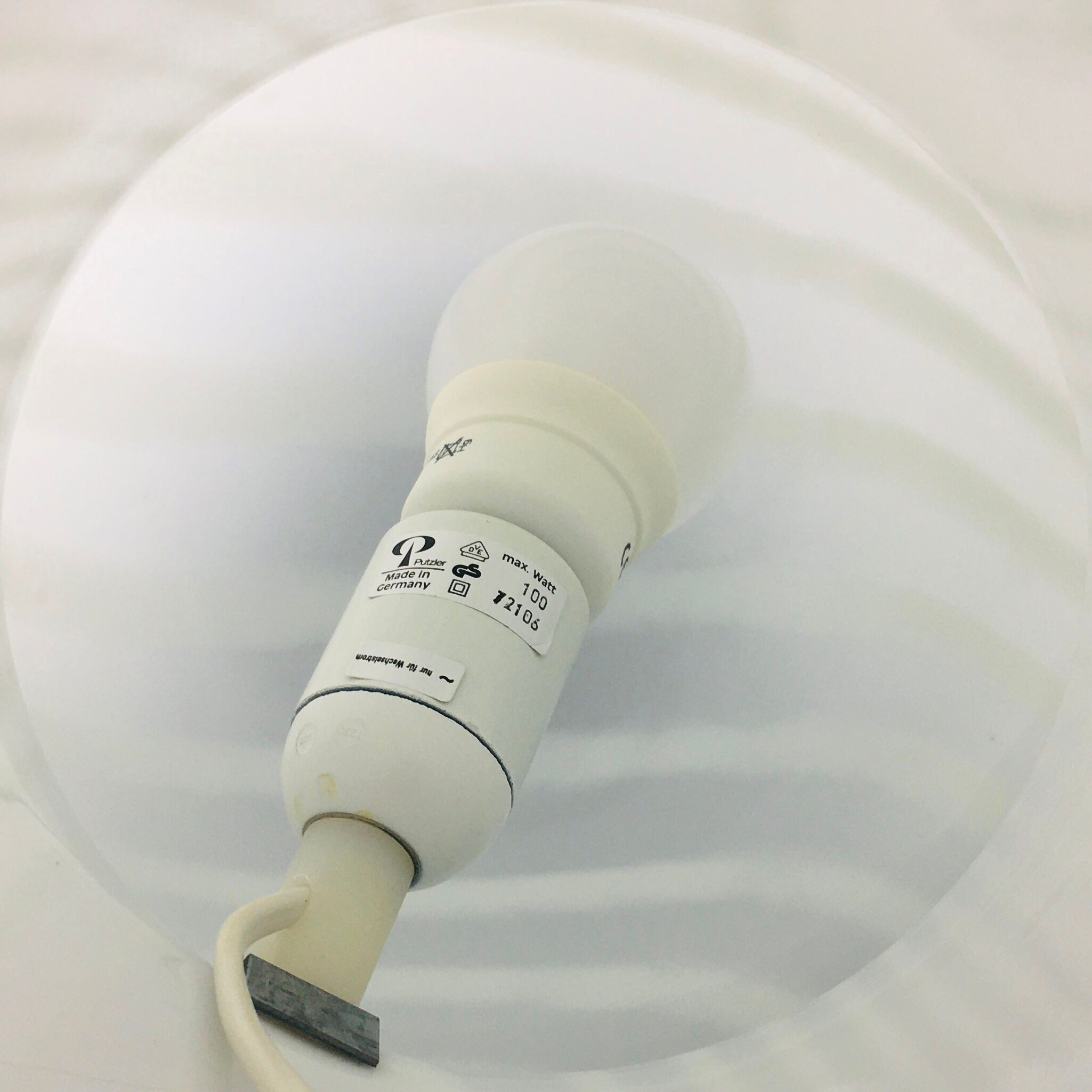 Striped glass mushroom table lamp from Peill & Putzler Germany 1970s