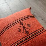 Coussin berbère orange fait main en coton