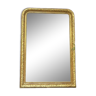 Miroir Louis-Philippe perlé doré à la feuille d’or 133x190cm