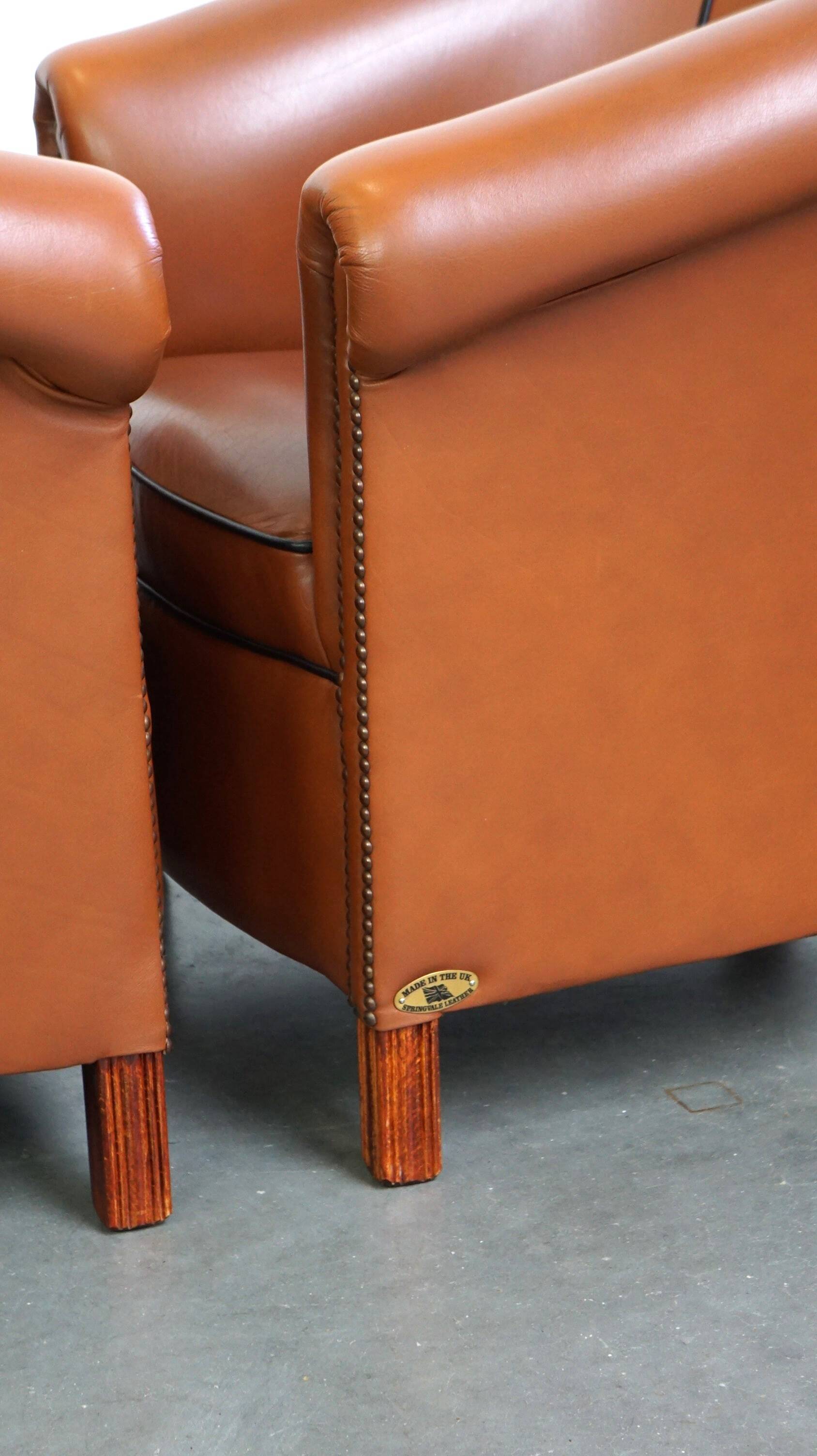 Set of original English handmade springvale club chairs in good condition