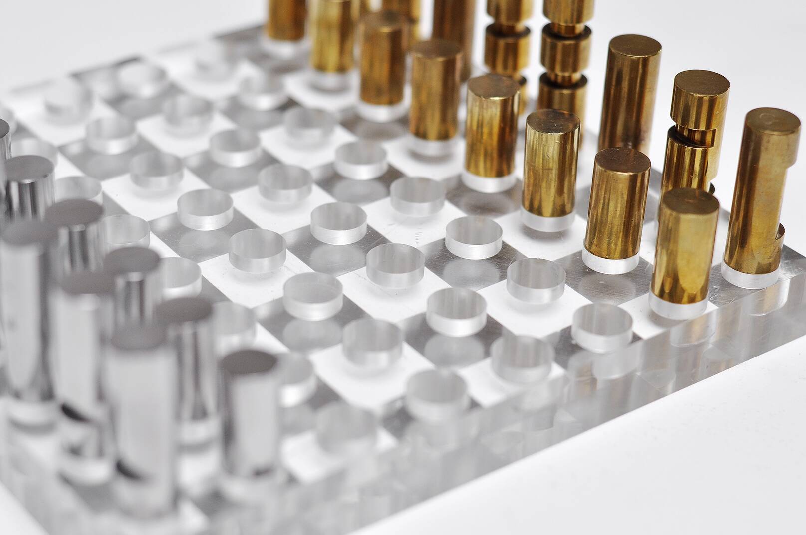Modernist French Acrylic Glass Chess Set, 1970s, Set of 17