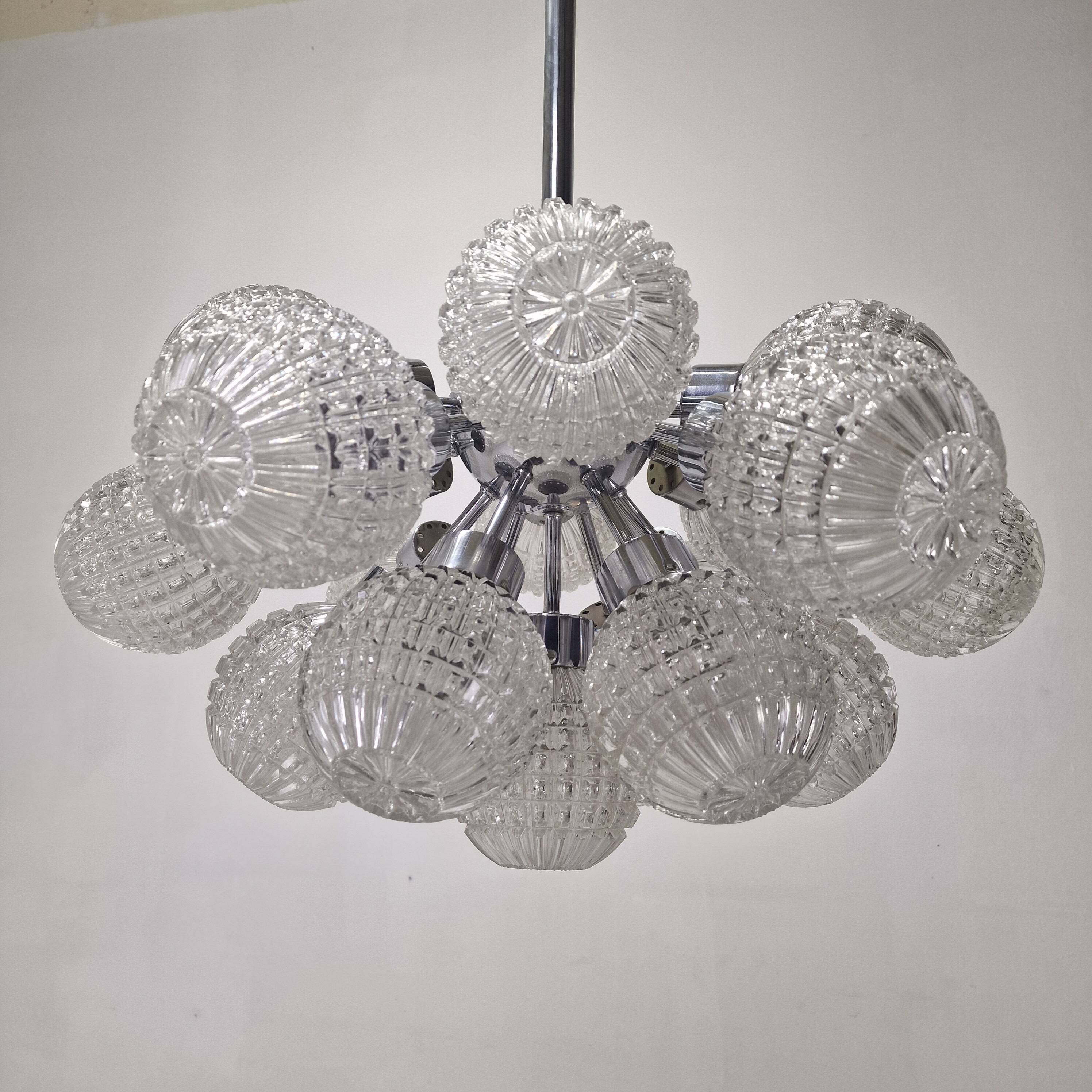 Large Glass Globe Chandelier by Richard Essig, Germany, 1960s