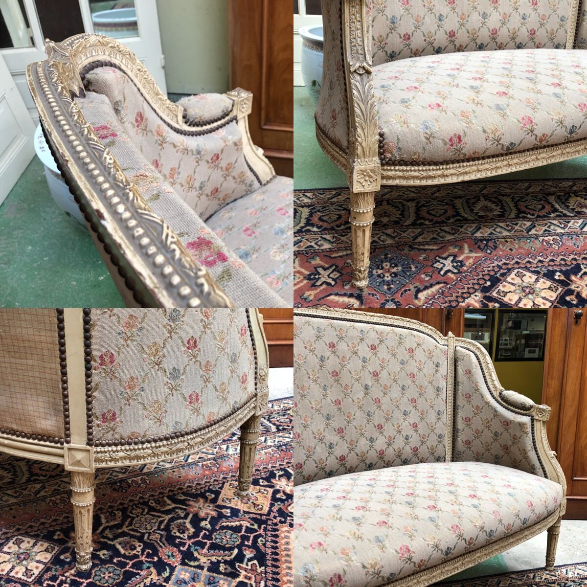 Salon Louis XVI style end XIX wooden painted