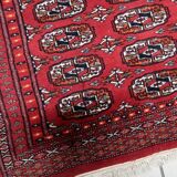 Handmade vintage Uzbek Bukhara rug 86cm x 125cm, 1960s