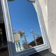 Wood mirror, restyled gray, patinated