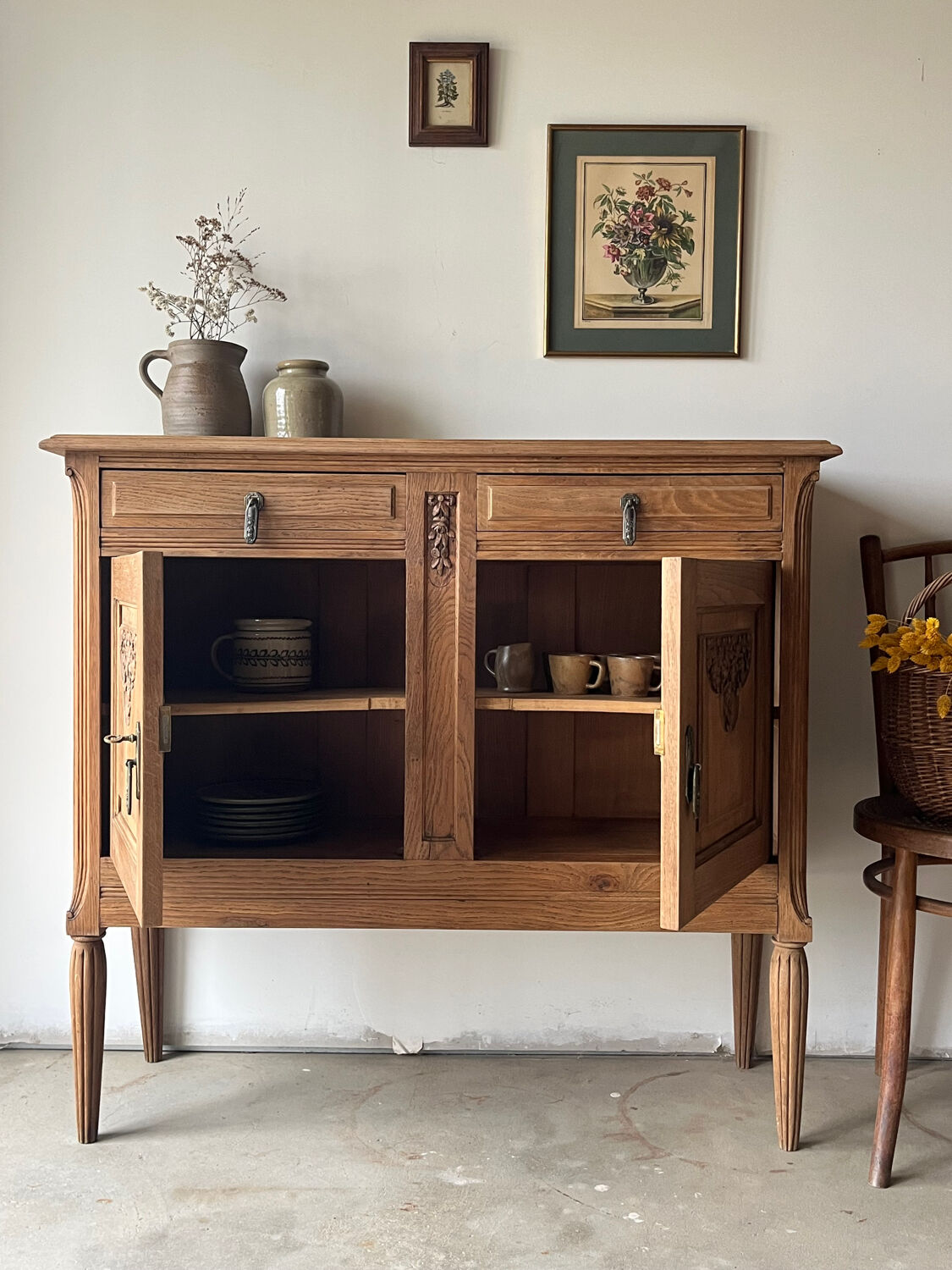 Carved oak sideboard