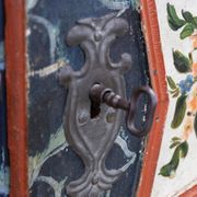 Antique hand-painted Baroque chest folk art cabinet dated solid wood Central Europe, 1865
