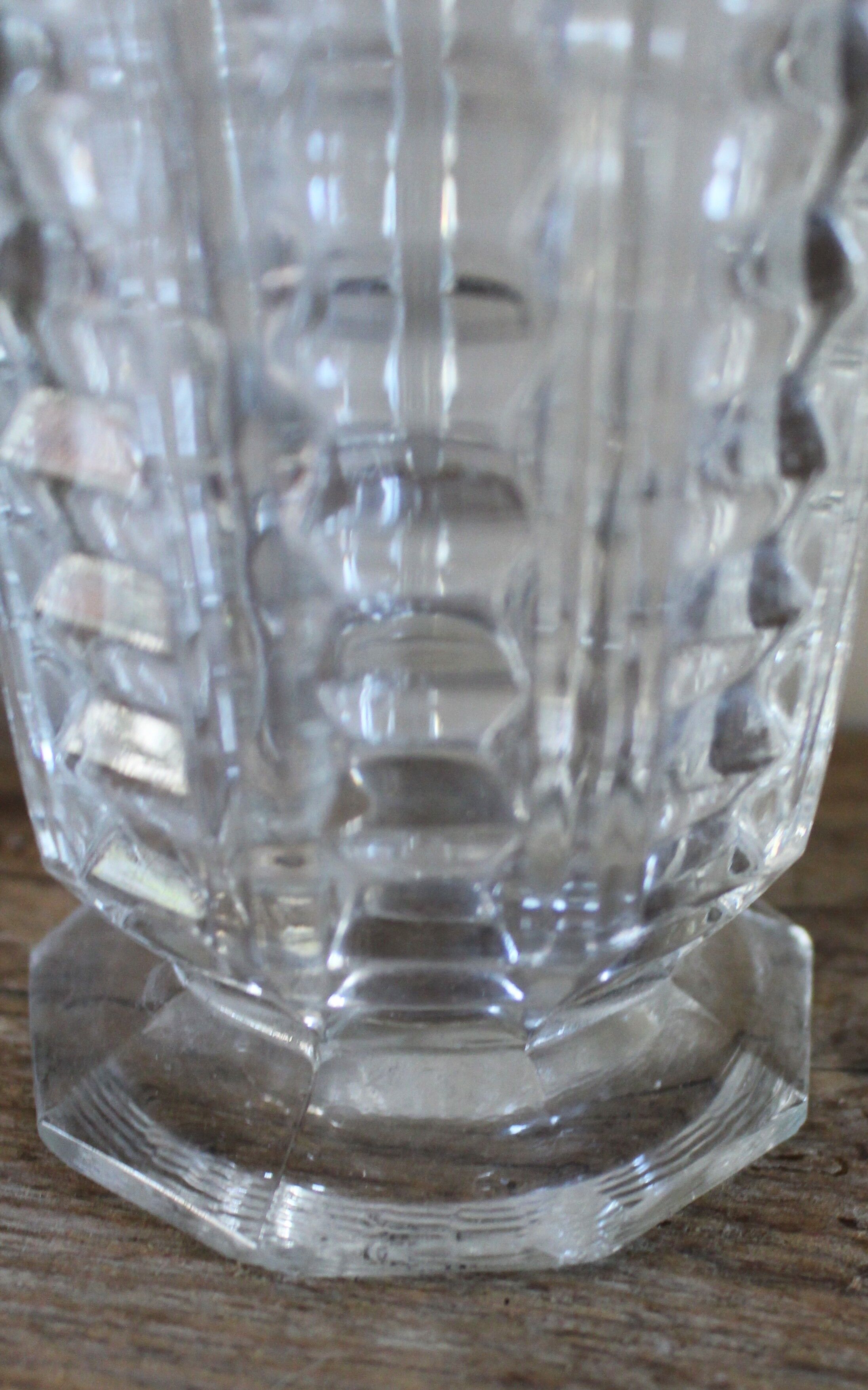 Vintage transparent cut glass pedestal vase