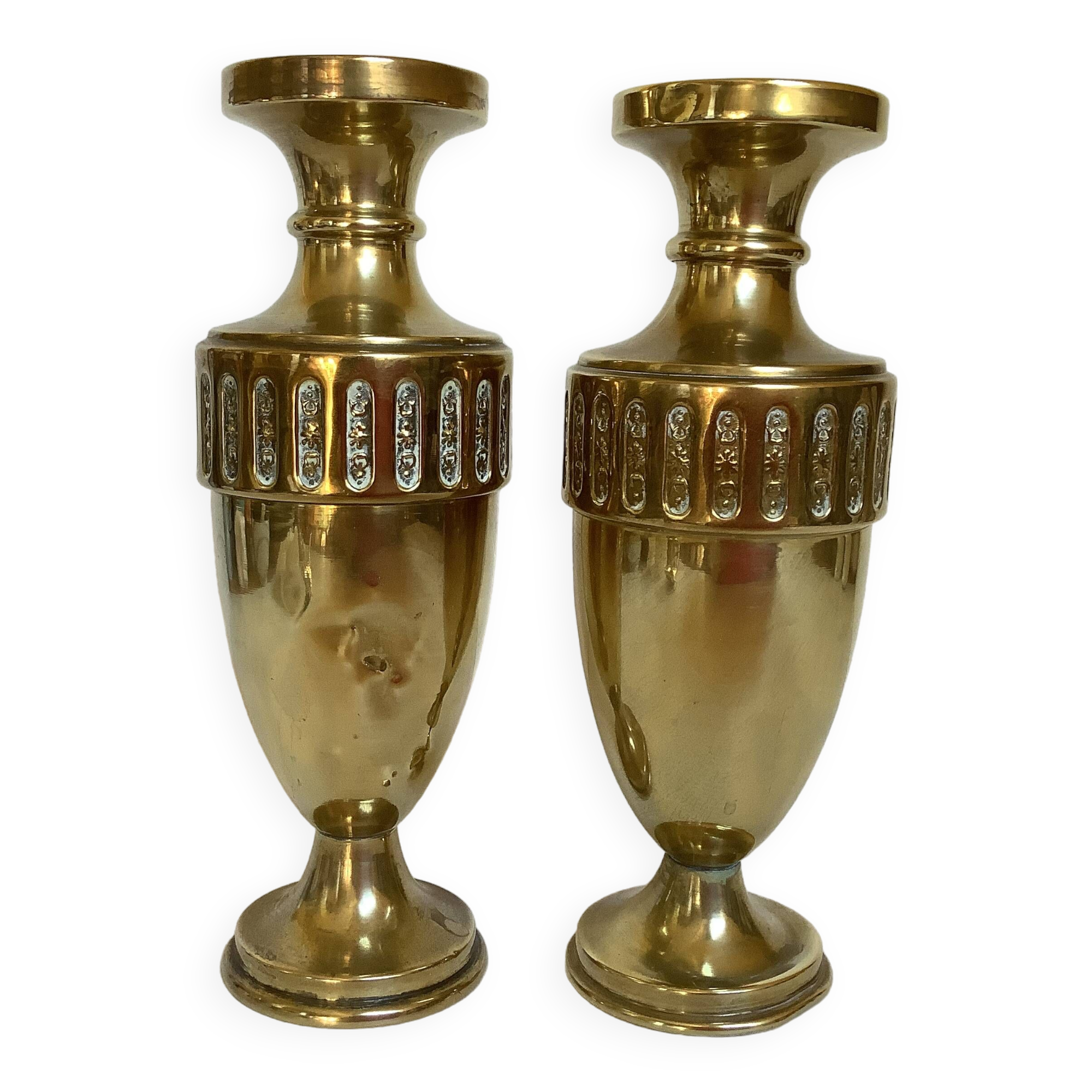 Pair of brass vases