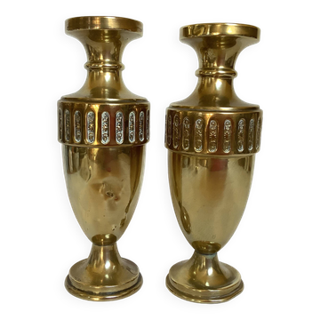 Pair of brass vases