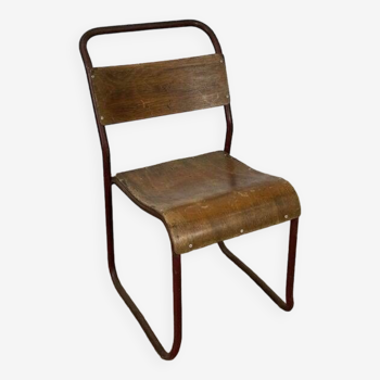 Chaise style Bauhaus en bois et métal